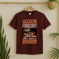 Weekend Forecast Cigars With Chance Bourbon T-Shirt thumb 2