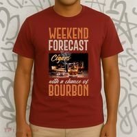 Weekend Forecast Cigars With Chance Bourbon T-Shirt thumb 3