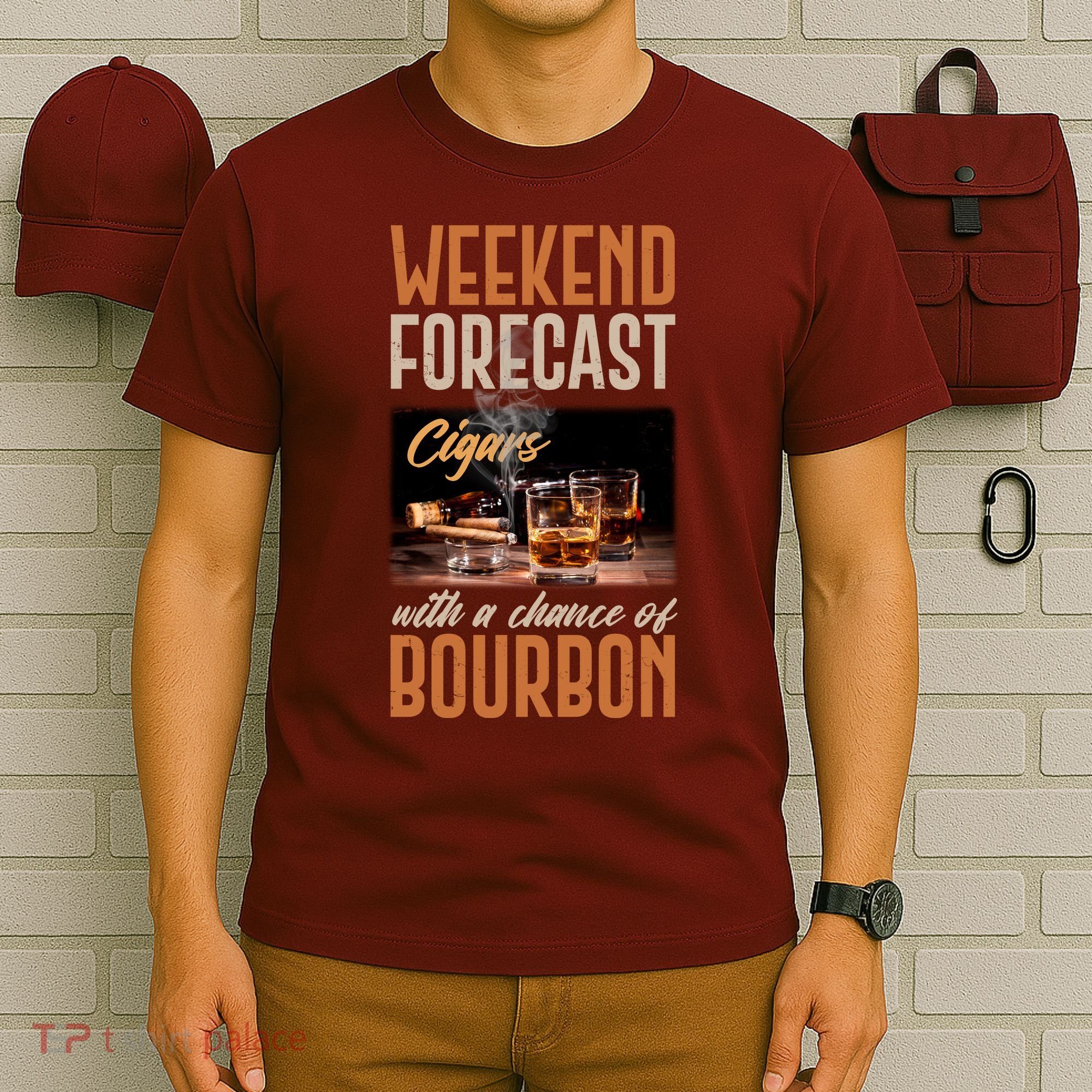 Weekend Forecast Cigars With Chance Bourbon T-Shirt