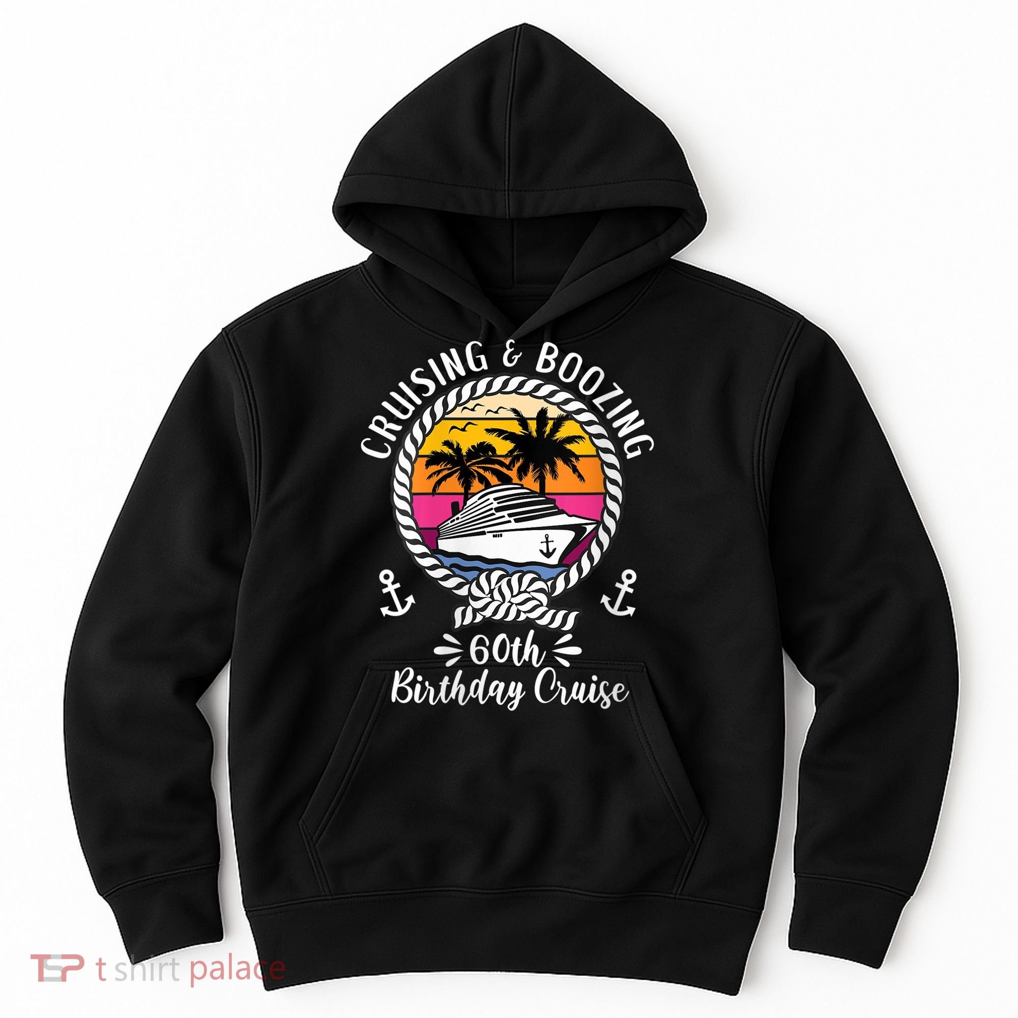 WoM.e.ns Funny Cruise Ship Cruising and Boozing 60th Birthday Cruise V-Neck Hoodie