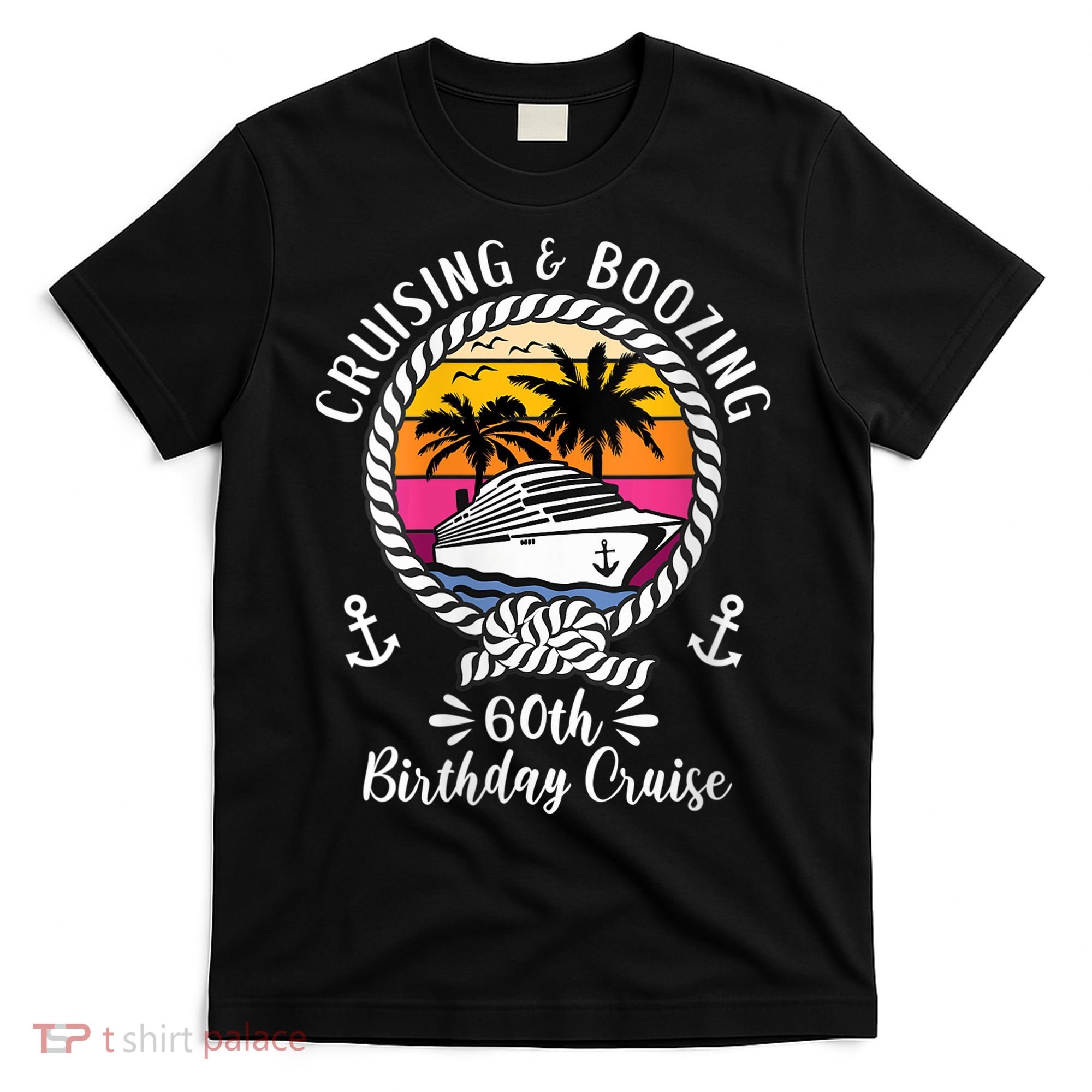WoM.e.ns Funny Cruise Ship Cruising and Boozing 60th Birthday Cruise V-Neck T-Shirt