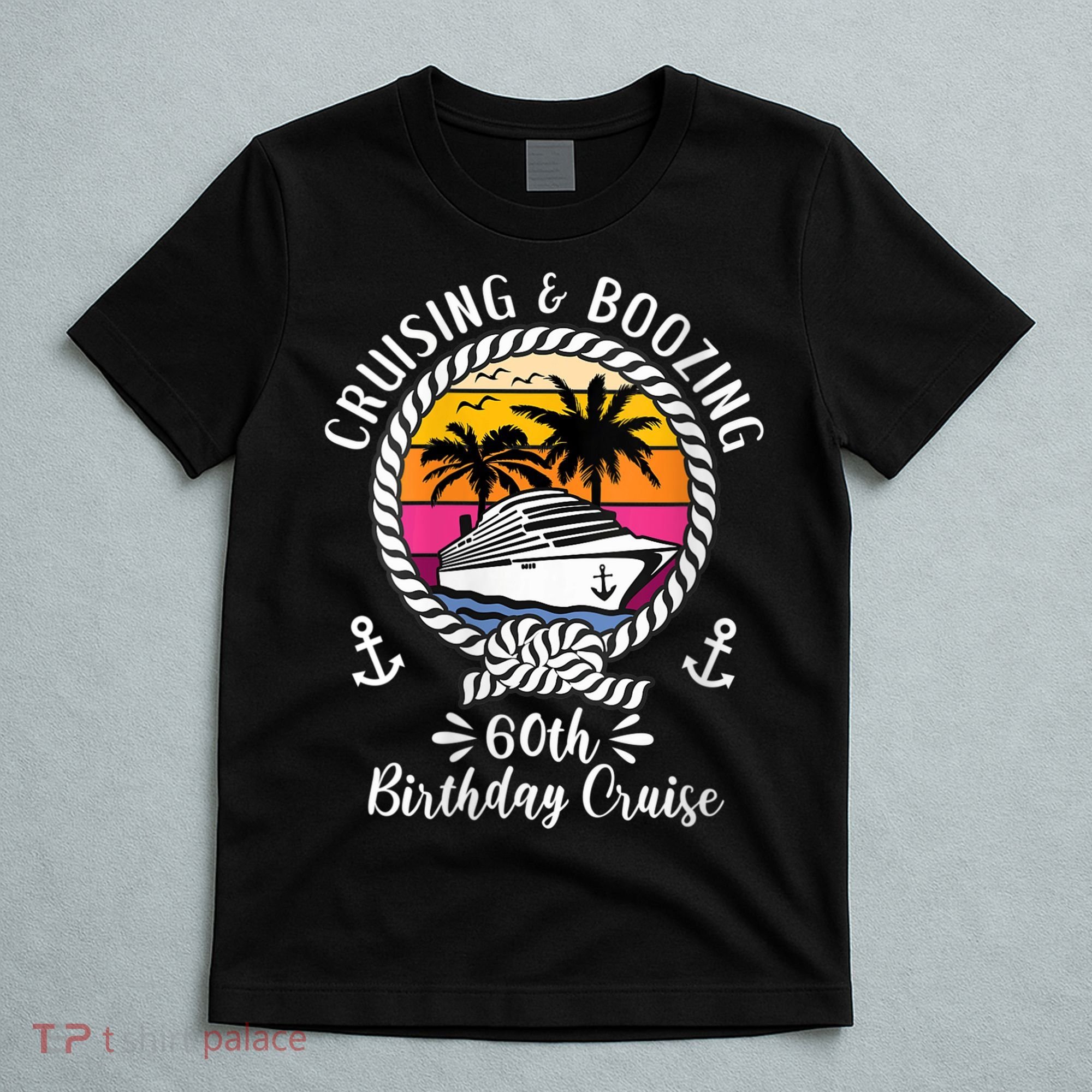 WoM.e.ns Funny Cruise Ship Cruising and Boozing 60th Birthday Cruise V-Neck T-Shirt