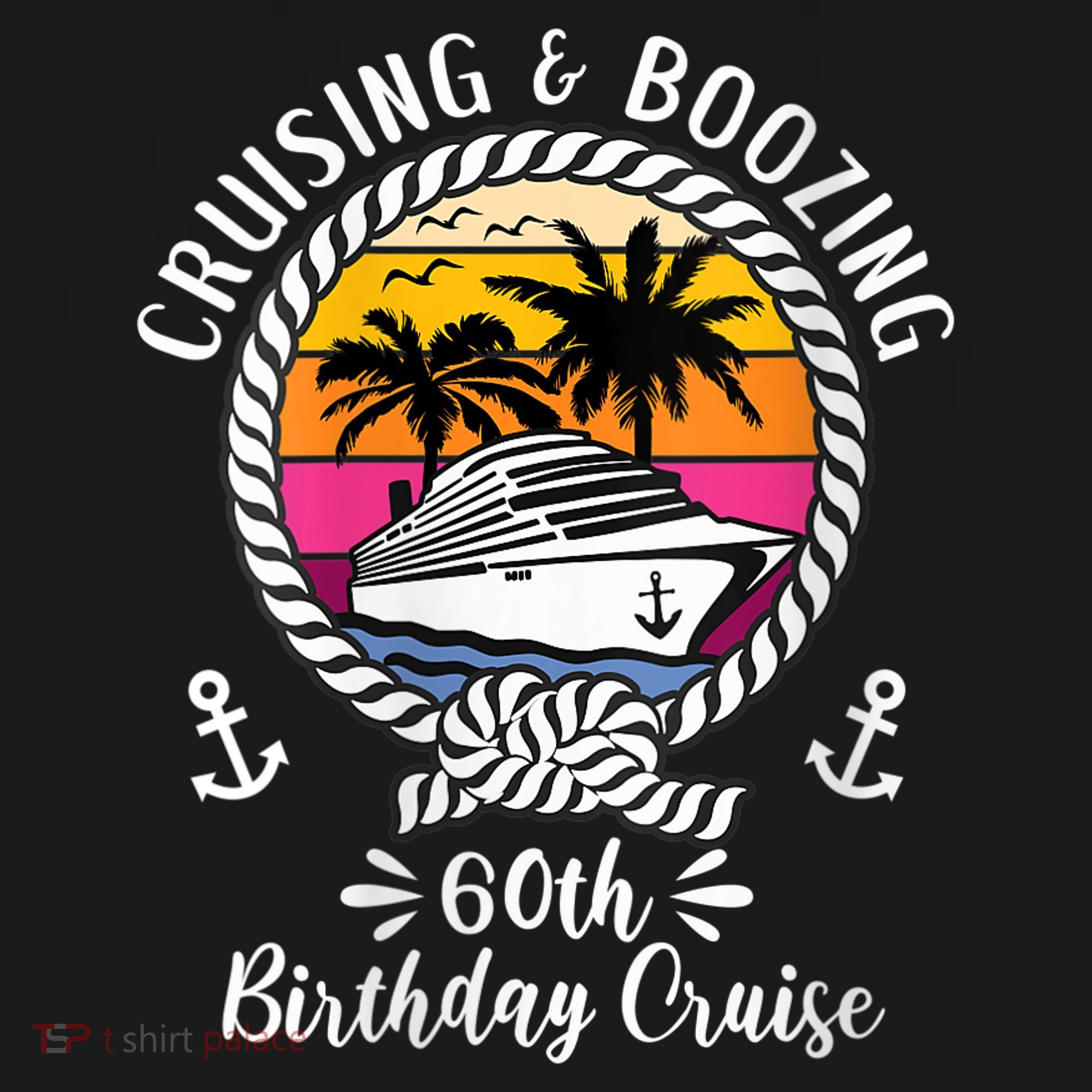 WoM.e.ns Funny Cruise Ship Cruising and Boozing 60th Birthday Cruise V-Neck Coaster