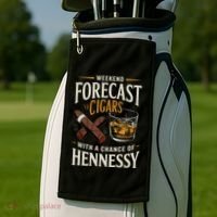 Weekend Forecast Cigars And Hennessy Cigar Life Golf Towel thumb 2