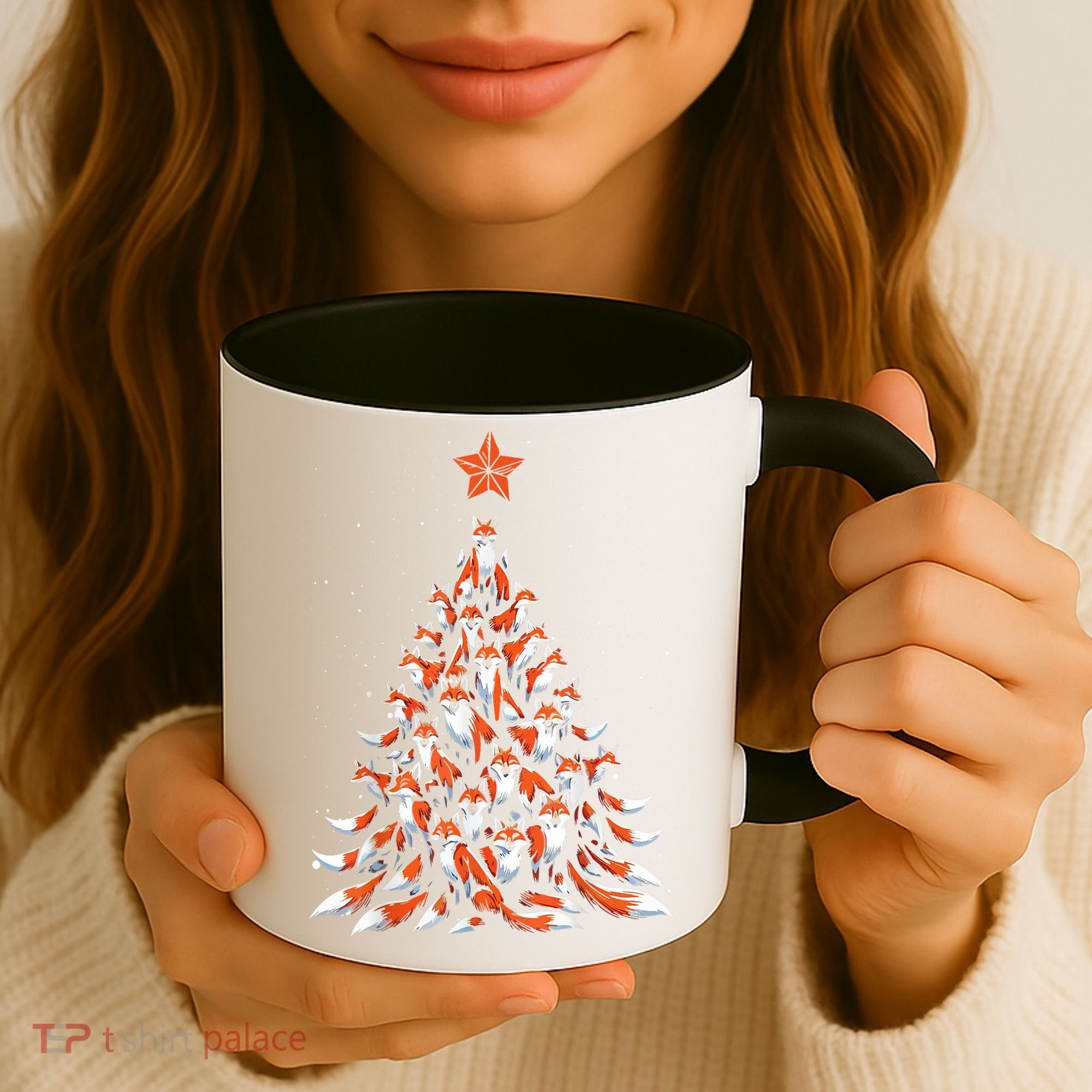 Women Fox Christmas Tree Fox Xmas Tree Gift Coffee Mug