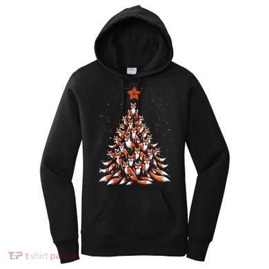 Women Fox Christmas Tree Fox Xmas Tree Gift Women's Hoodie