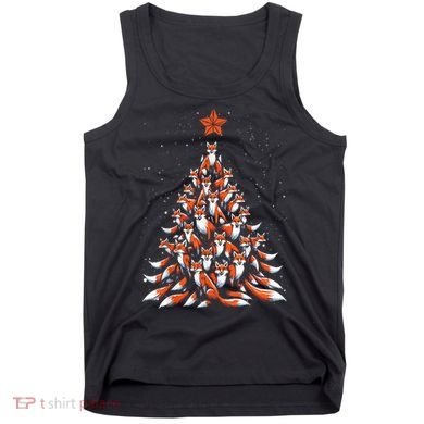 Women Fox Christmas Tree Fox Xmas Tree Gift Tank Top