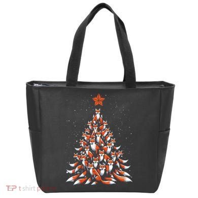 Women Fox Christmas Tree Fox Xmas Tree Gift Tote Bag