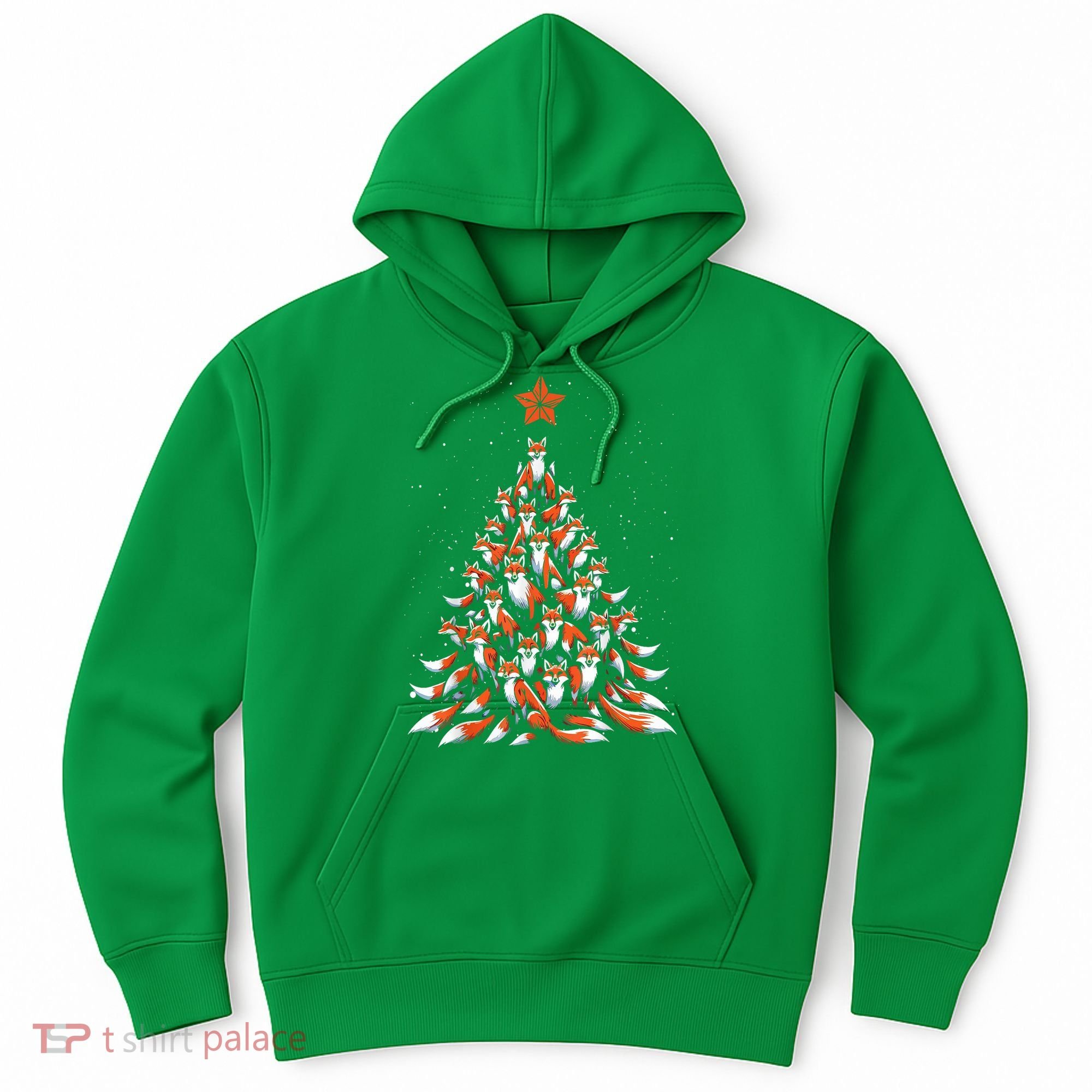 Women Fox Christmas Tree Fox Xmas Tree Gift Hoodie