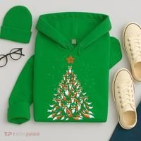 Women Fox Christmas Tree Fox Xmas Tree Gift Hoodie thumb 4