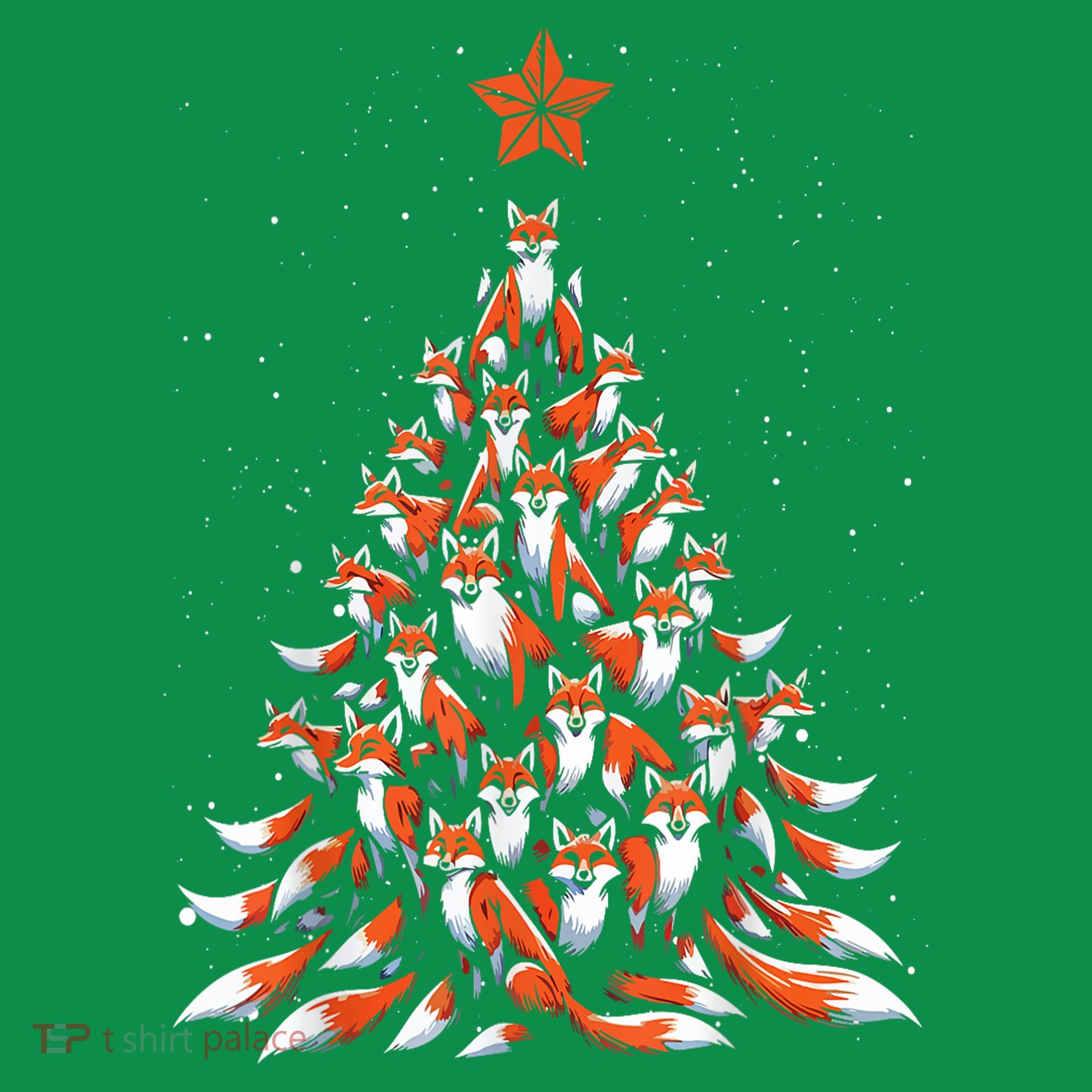 Women Fox Christmas Tree Fox Xmas Tree Gift Long Sleeve Shirt