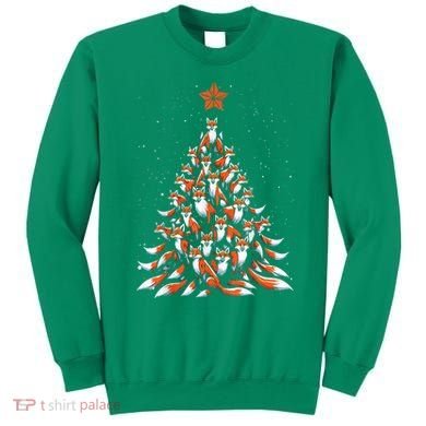 Women Fox Christmas Tree Fox Xmas Tree Gift Sweatshirt