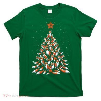 Women Fox Christmas Tree Fox Xmas Tree Gift T-Shirt