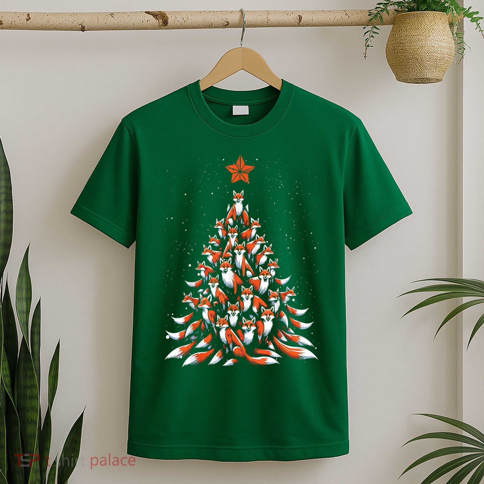 Women Fox Christmas Tree Fox Xmas Tree Gift T-Shirt