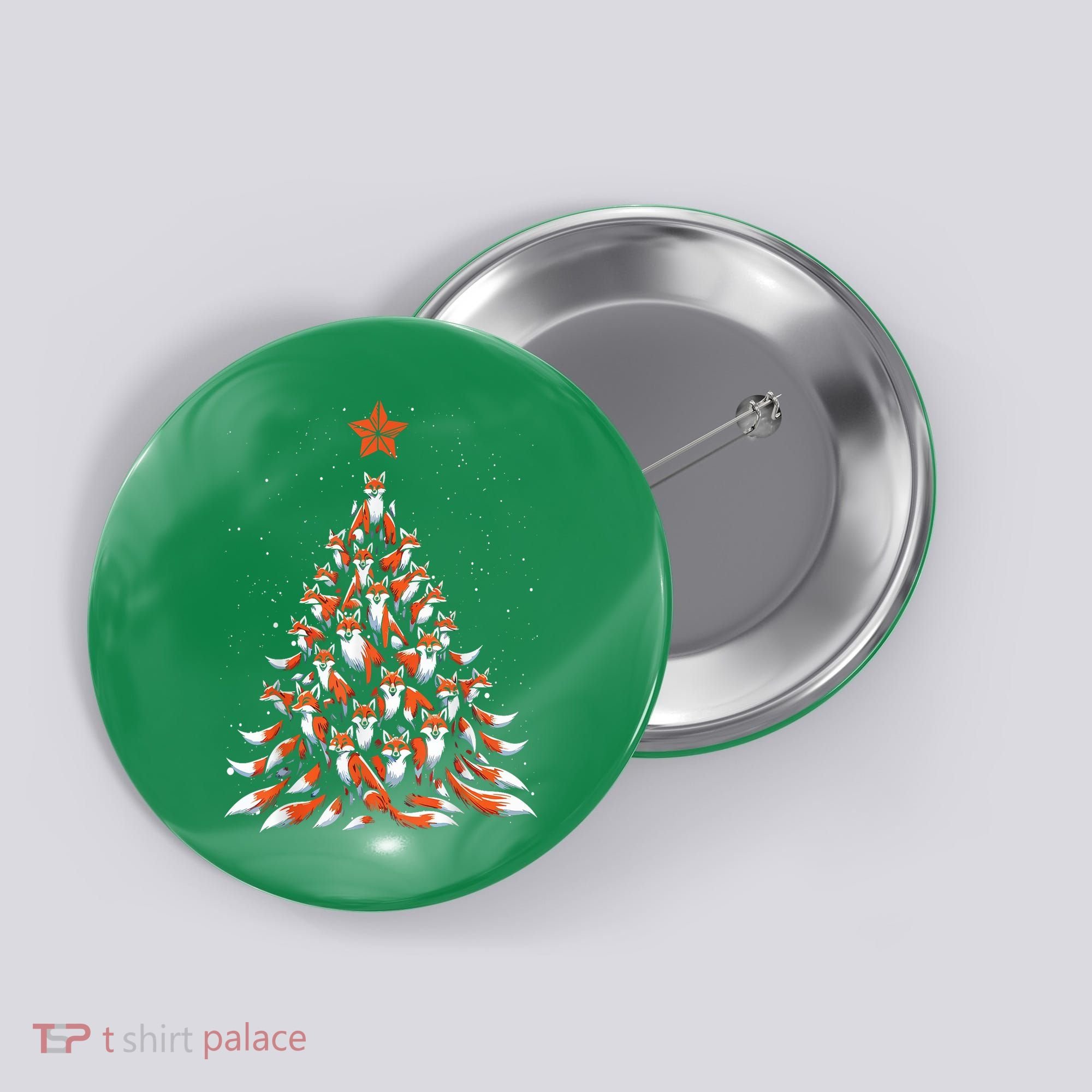 Women Fox Christmas Tree Fox Xmas Tree Gift Button