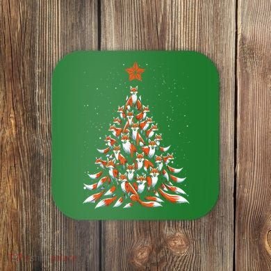 Women Fox Christmas Tree Fox Xmas Tree Gift Coaster