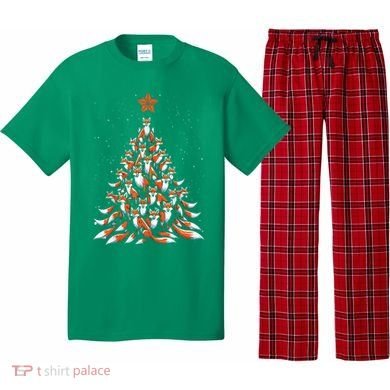 Women Fox Christmas Tree Fox Xmas Tree Gift Pajama Set