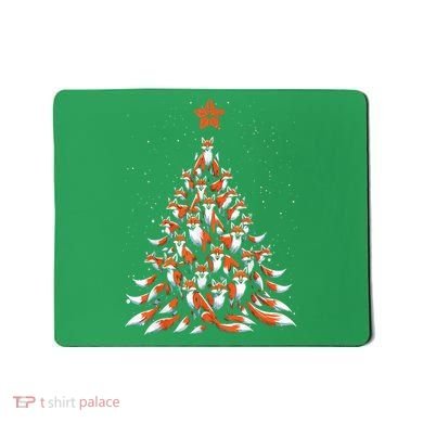 Women Fox Christmas Tree Fox Xmas Tree Gift Mousepad