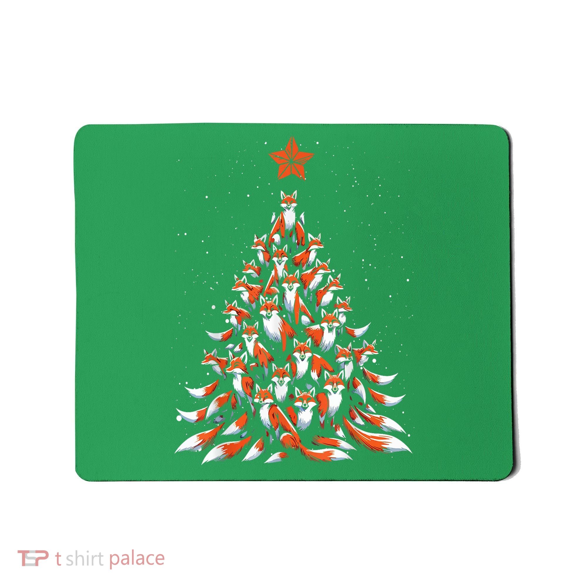 Women Fox Christmas Tree Fox Xmas Tree Gift Mousepad