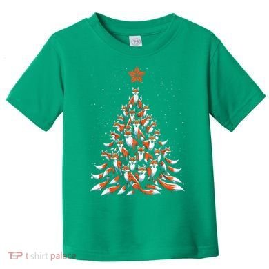 Women Fox Christmas Tree Fox Xmas Tree Gift Toddler T-Shirt