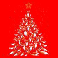 Women Fox Christmas Tree Fox Xmas Tree Gift Santa Hat thumb 1
