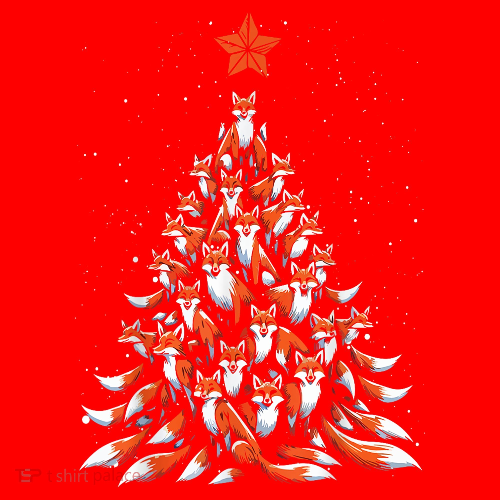 Women Fox Christmas Tree Fox Xmas Tree Gift Santa Hat