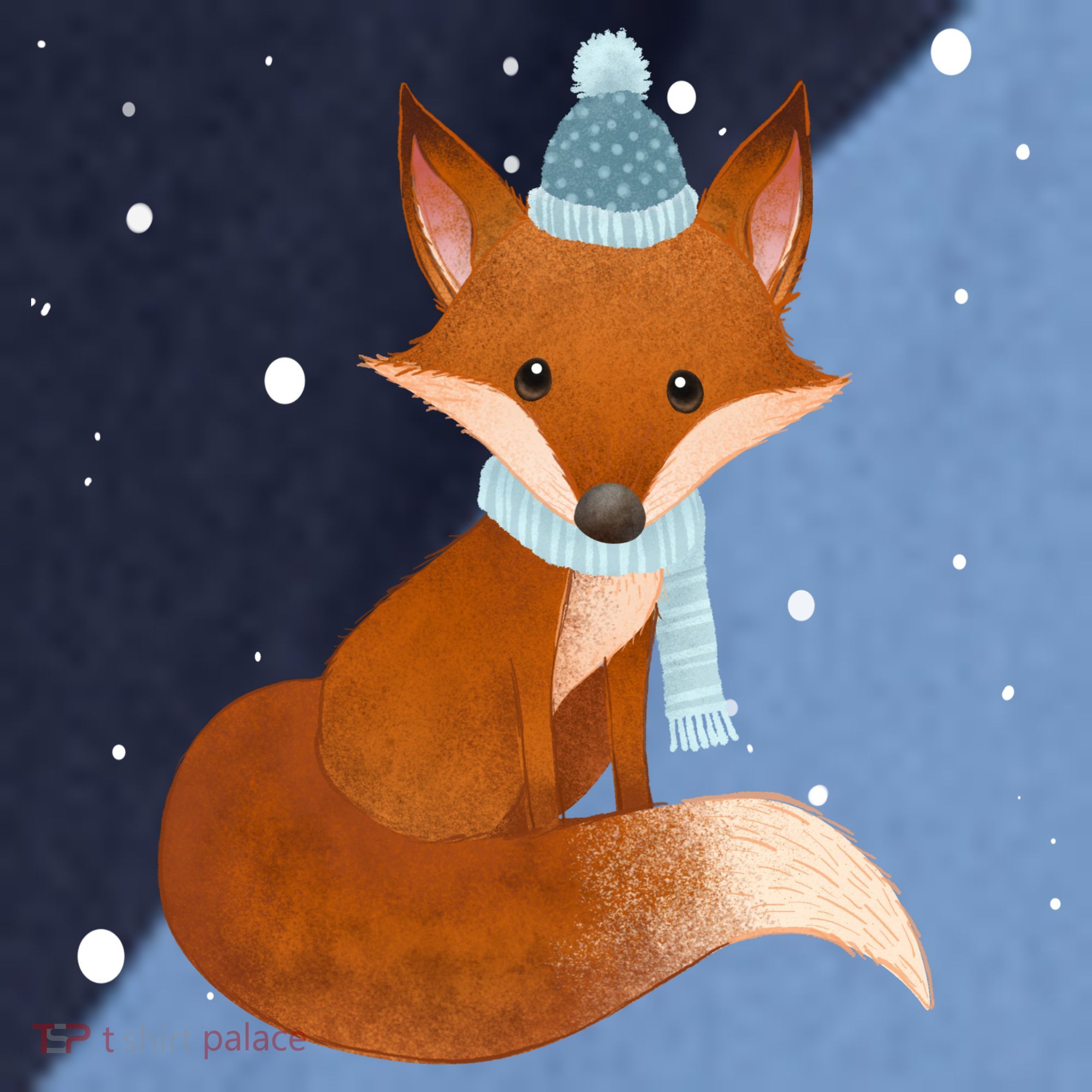 Winter Fox Cute Raglan Baseball Sleeve Shirt
