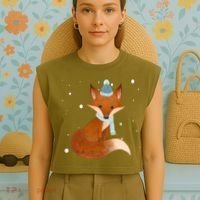 Winter Fox Cute Garment-Dyed Women's Muscle Tee thumb 4