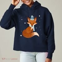 Winter Fox Cute Ladies Heavyweight Boxy Pullover Hoodie thumb 0