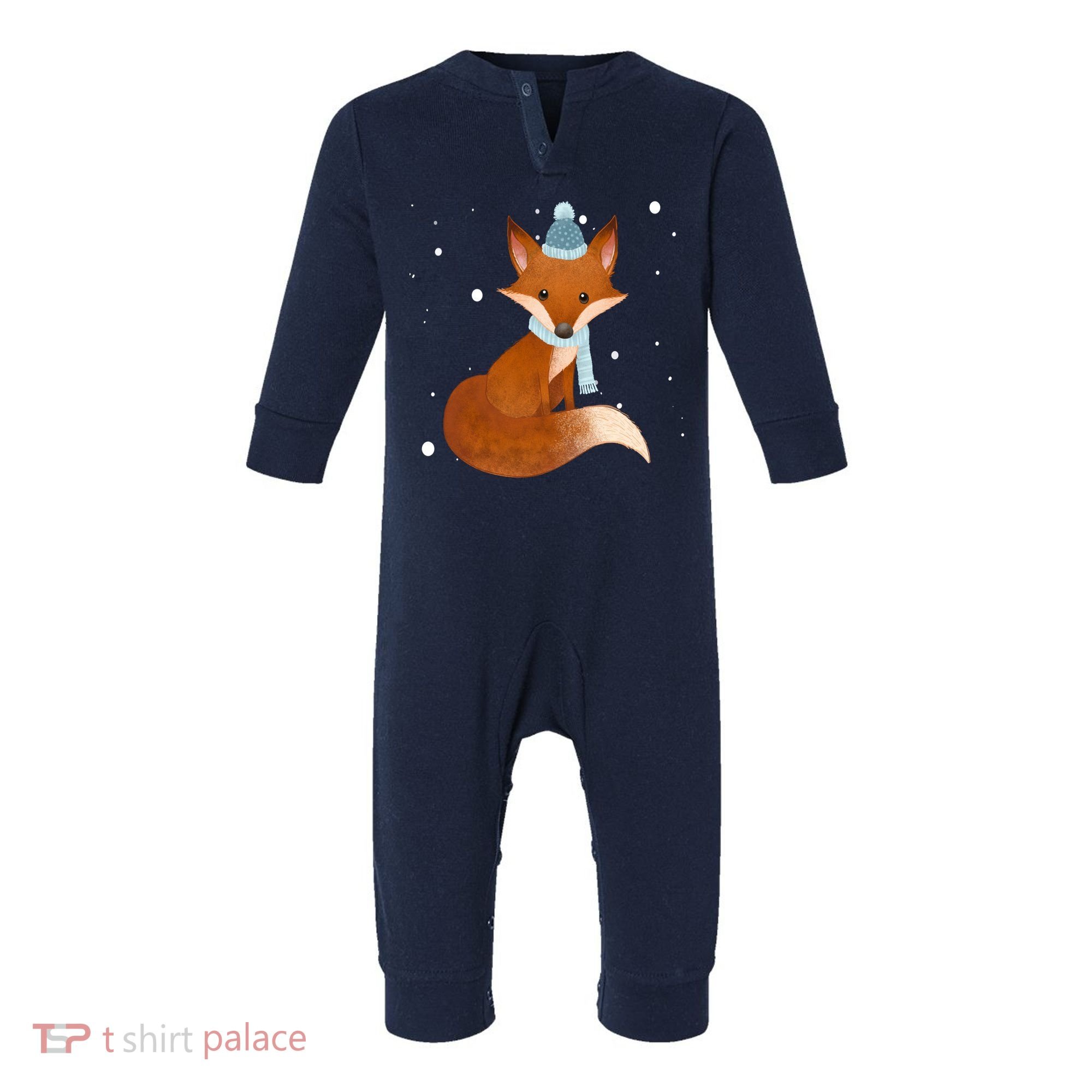 Winter Fox Cute Infant Fleece One Piece