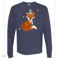 Winter Fox Cute Comfort Colors Heavyweight Long Sleeve T-Shirt thumb 0