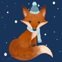 Winter Fox Cute Button thumb 1