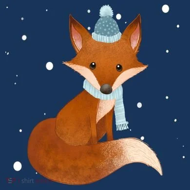 Winter Fox Cute Button