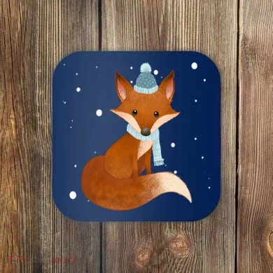 Winter Fox Cute Coaster