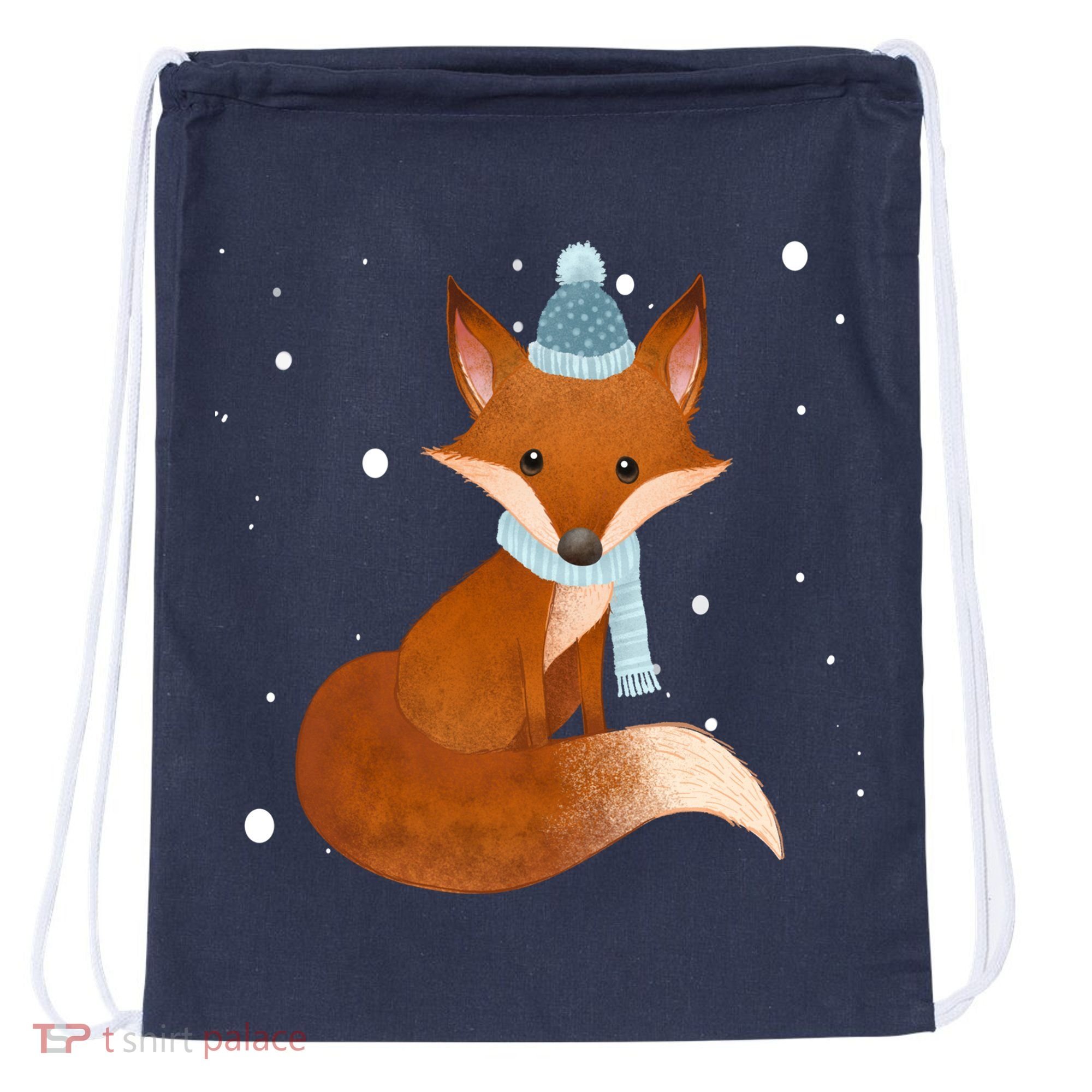 Winter Fox Cute Drawstring Bag