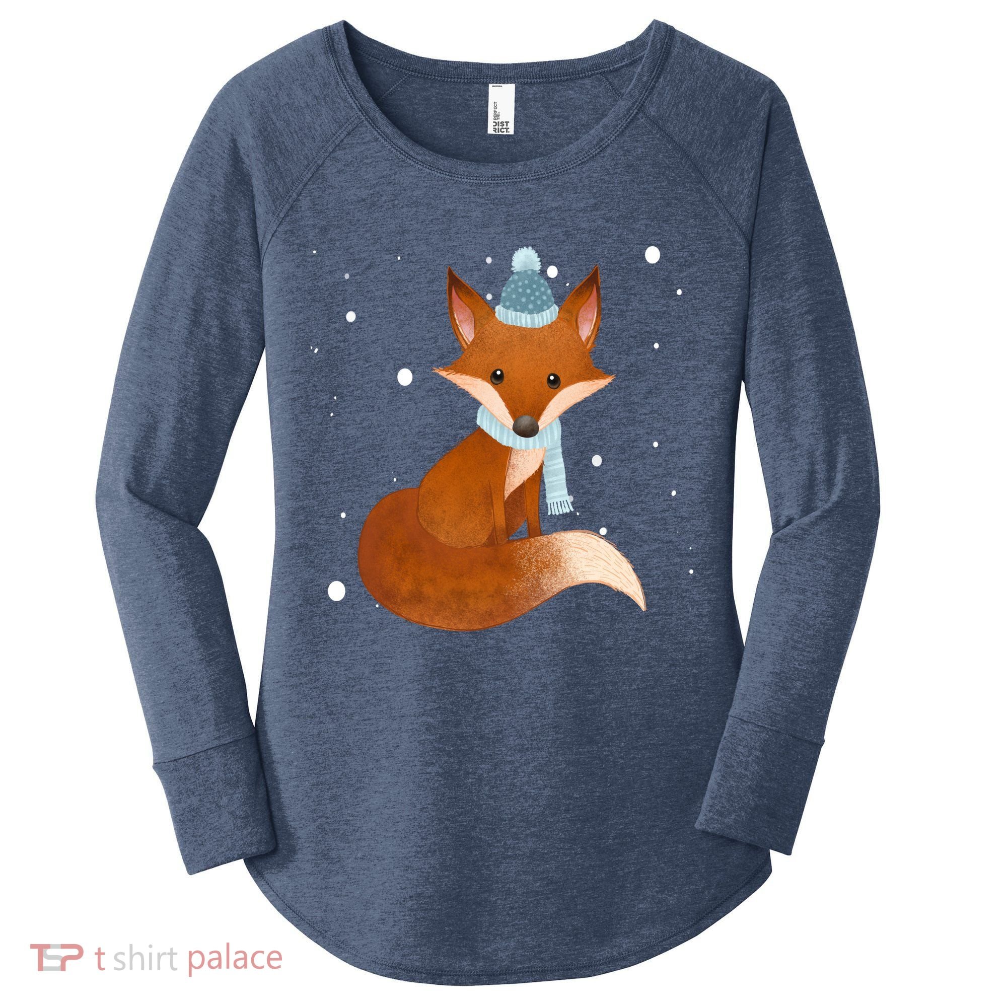 Winter Fox Cute Women's Perfect Tri Tunic Long Sleeve Shirt