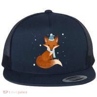 Winter Fox Cute Flat Bill Trucker Hat thumb 0