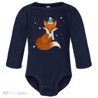 Winter Fox Cute Baby Long Sleeve Bodysuit thumb 0