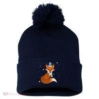 Winter Fox Cute Pom Pom 12in Knit Beanie thumb 0