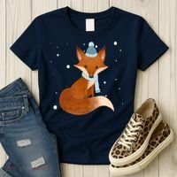 Winter Fox Cute Women's T-Shirt thumb 3