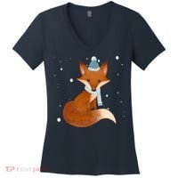 Winter Fox Cute Women's V-Neck T-Shirt thumb 0