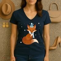 Winter Fox Cute Women's V-Neck T-Shirt thumb 3
