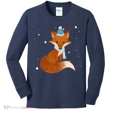 Winter Fox Cute Kids Long Sleeve Shirt