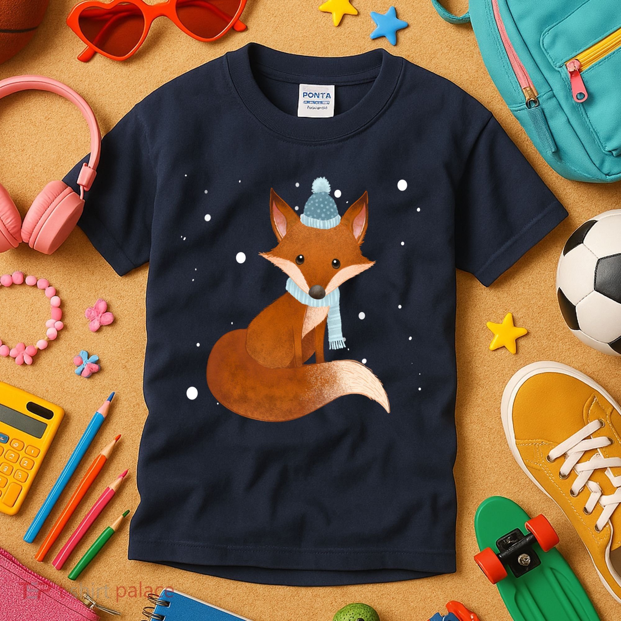 Winter Fox Cute Kids T-Shirt