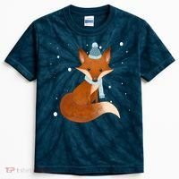 Winter Fox Cute Kids Tie-Dye T-Shirt thumb 0