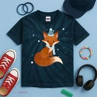Winter Fox Cute Kids Tie-Dye T-Shirt thumb 2