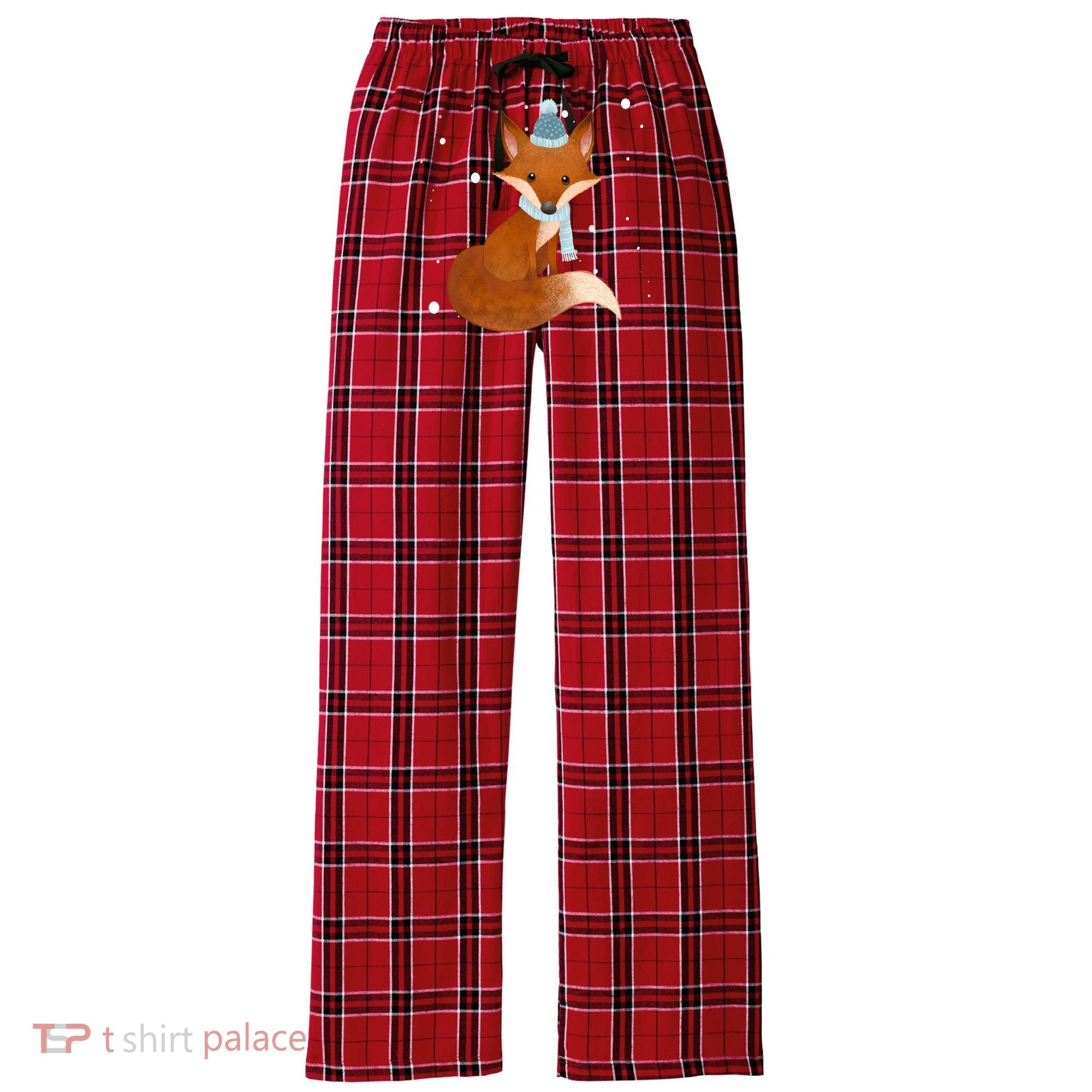 Winter Fox Cute Women's Flannel Plaid Pajama Pants