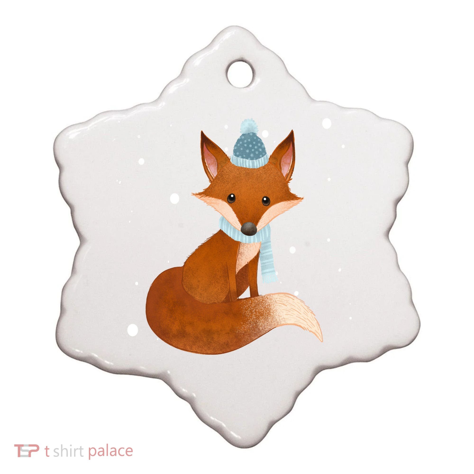 Winter Fox Cute Ceramic Ornament