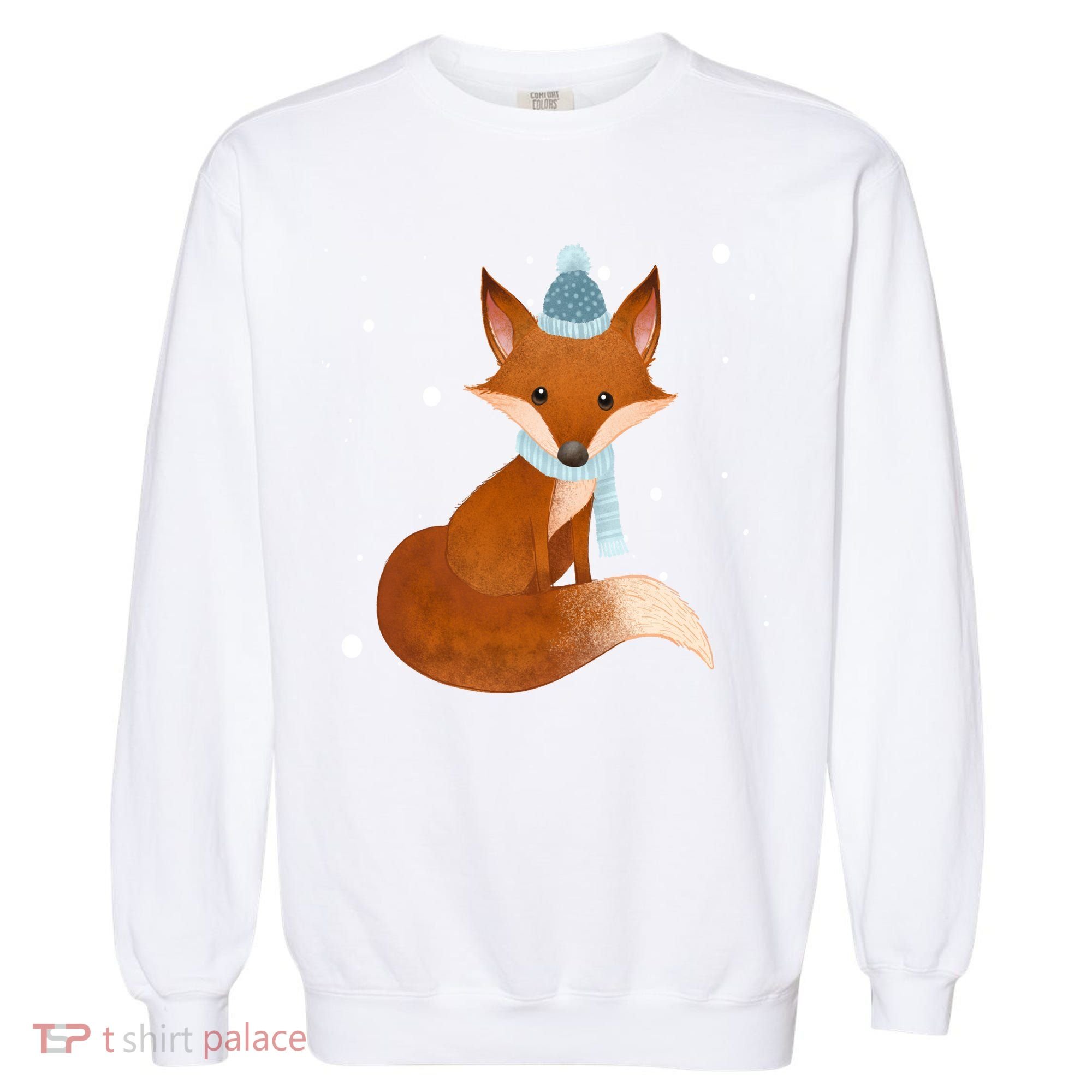 Winter Fox Cute Garment-Dyed Sweatshirt