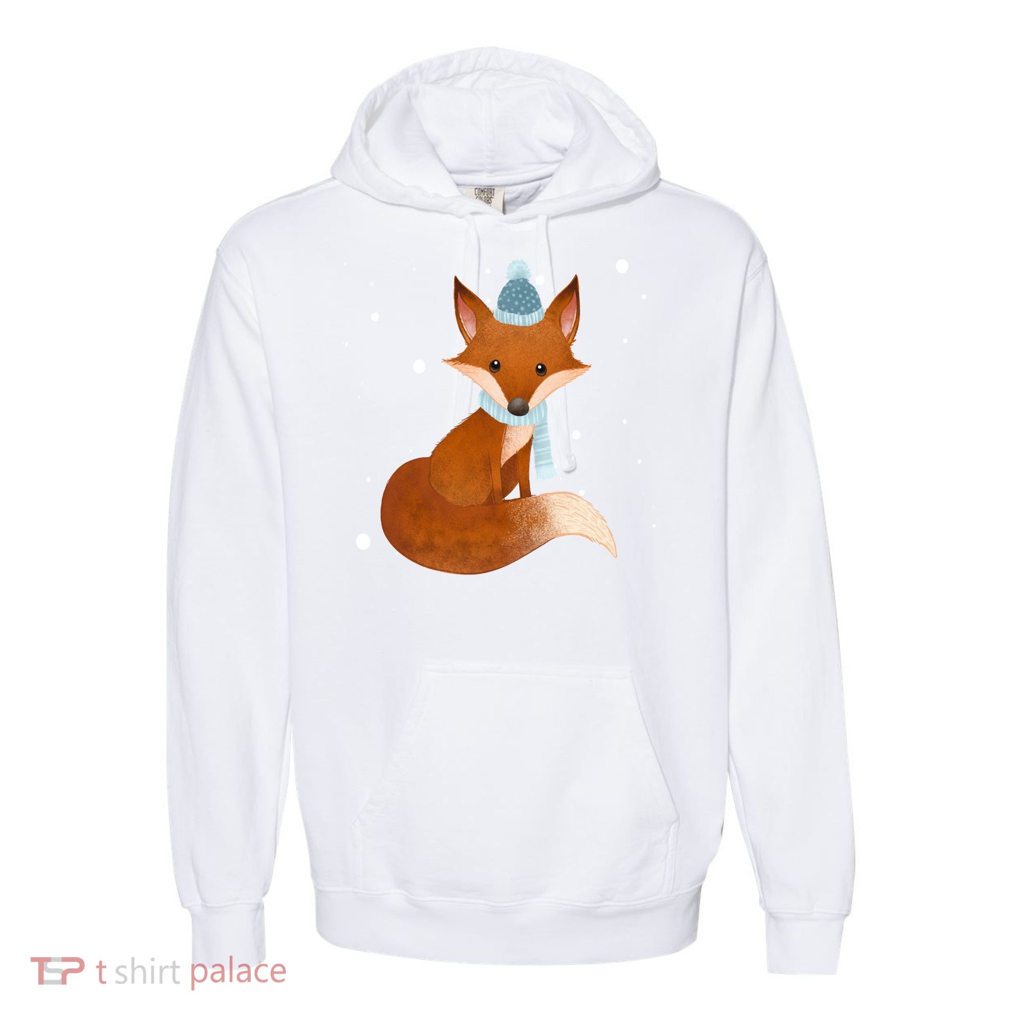 Winter Fox Cute Comfort Colors Garment-Dyed Hooded Sweatshirt